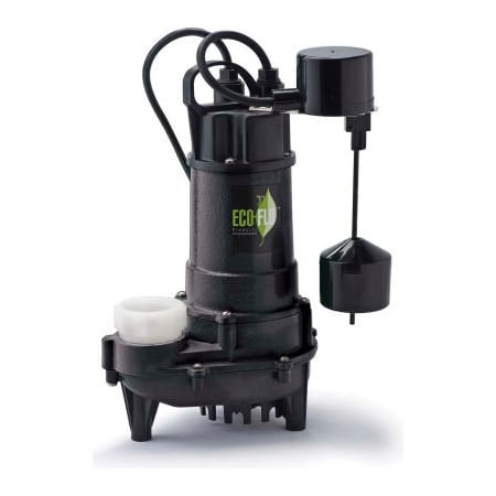 Eco Flo Products Eco-Flo ECD75V Submersible Sump Pump, Cast Iron, 3/4 HP, 6000 GPH ECD75V